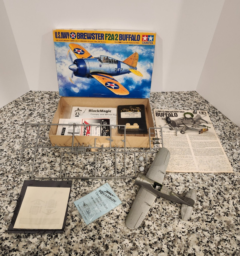 Brewster F2A2 Buffalo 1/48 TAMIYA Military Model OPEN Mostly Built