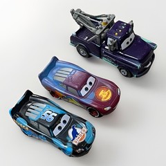 Pixar Cars Color Changing Vehicle Tow Mater Lightning McQueen Plastic Car Lot 3x