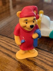Vintage Disney Winnie the Pooh 3″ PVC Figure Set Bed time Sleepy Night Bed Book