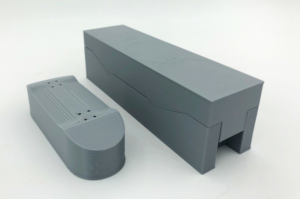 3D Printed DIY Fingerboard Mold 40mm Wide Silver PLA Plastic