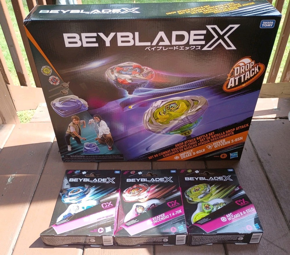 Beyblade X Drop Attack Battle Set STADIUM With (3)Expansion Beyblades Hasbro New
