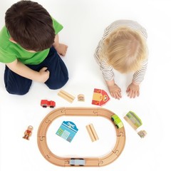 Wooden Train Set for Toddler, Wooden Tracks fits Thomas, fits Brio, fits Chug…