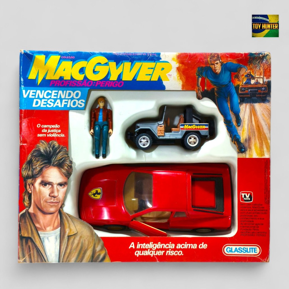 MACGYVER 🇧🇷 GLASSLITE BRAZIL COMPLETE BOXED VINTAGE TOY SET 1980s TV SERIES