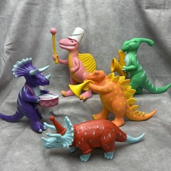 Lot of 5 Ankyo Target Party Animals figures Dinosaurs Purple Pink Red Green B10