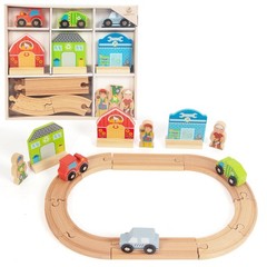 Wooden Train Set for Toddler, Wooden Tracks fits Thomas, fits Brio, fits Chug