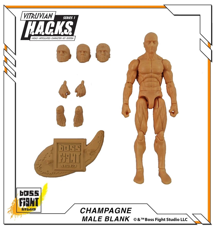 Beige Blank Male 1:18 Scale Boss Fight Studio Action Figure 3 3/4″ For Customs