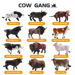 Bull Figures Texas Longhorn Cow 12pc Action Figures Multi-color Farm Animal Toys