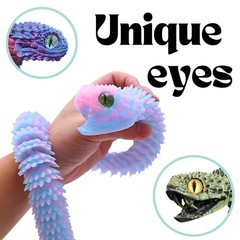 35.5-Inch 3D Printed Snake Model – Movable Teeth, Flexible Joints, Stress Relief