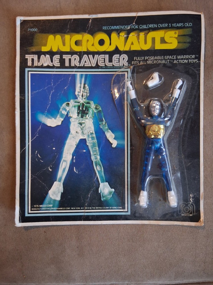 Vintage 1976 MICRONAUTS Blue Time Traveler Figure MEGO MOC New On Unopened Card