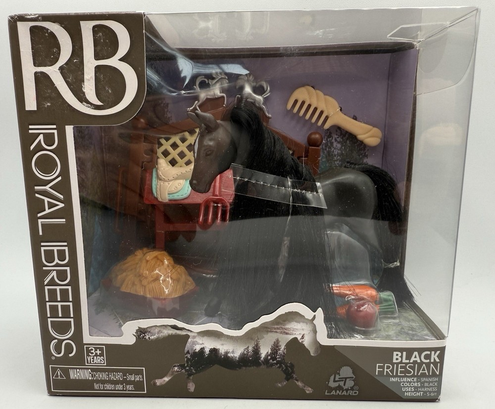 Royal Breeds Black Friesian Horses 85105 Play Set And Extras Lanard Toys New