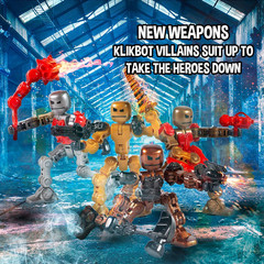 Klikbot, Complete Set of 4 Poseable Action Figures with Weapons, Translucent, Cr