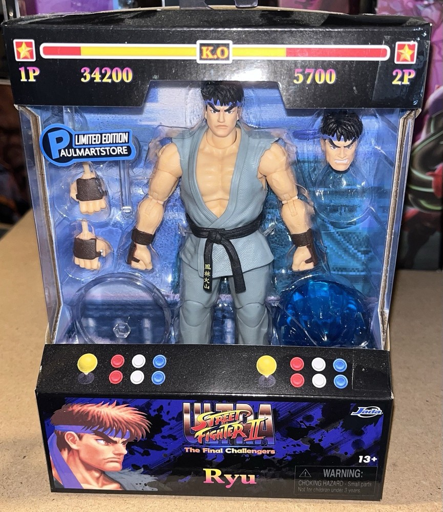 Jada Toys Street FIghter 2 II Ryu Player 2 Grey Outfit Action Figure New