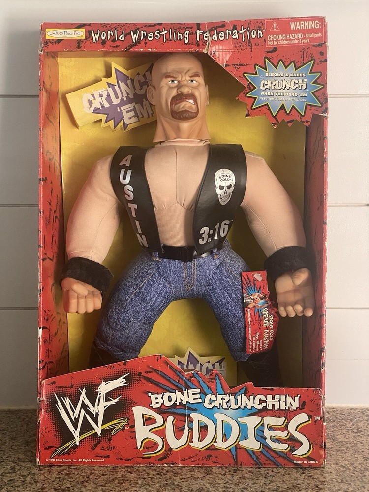 1998 Stone Cold Steve Austin 17” Titan Sports Bone Crushing Buddies WWF WWE
