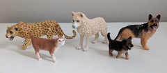 Schleich toy animal action figures german shepherd dog cat leopard wolf lot 5