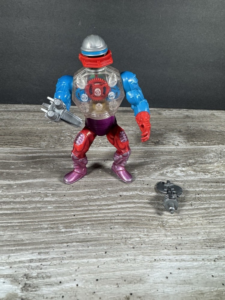 Vintage 1984 MOTU Mattel He-Man Roboto Action Figure Near Complete NEW BAND