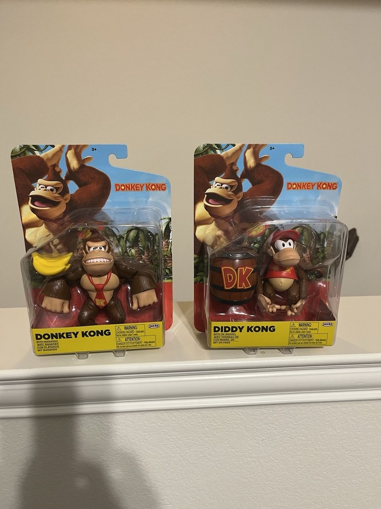 Jakks Pacific World Of Nintendo Donkey Kong And Diddy Kong 4” Figures Set of 2