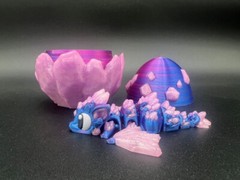 3D Printed Glow Mini Crystal Dragon & Egg – 4″ Flexi Articulated Toy