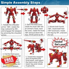Wenbeier Red Animal Robot Transforming Figure Toy