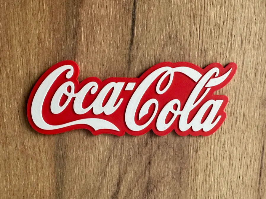 3D Printed Coca-Cola Logo Sign Red and White Wall Art New Coca-Cola Sign