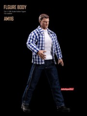 In STOCK 1:12 Flexible Male Joint Suntan Figure Body Head Doll Model Action Toy