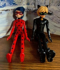 Miraculous LADYBUG CAT NOIR Action Figures Doll Lot 2 Playmates Zag Heroez 2024