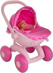 Baby Boo My First 4-in-1 Pram Kids Role Play Buggy (Pink) for Dolls up to 36cm