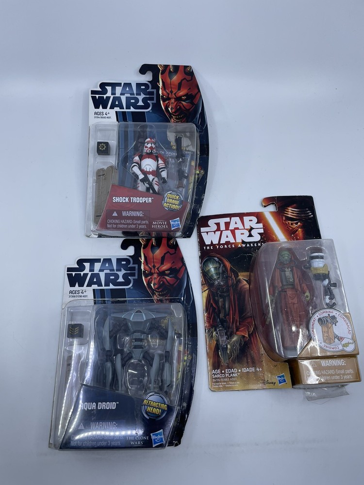 Star Wars Figure Lot Shock Trooper Aqua Droid Sarco Plank Hasbro 2012