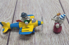 Plastoy Babar Figures Toys Lot of 2 Babar Celeste Elephant 3″ 2006