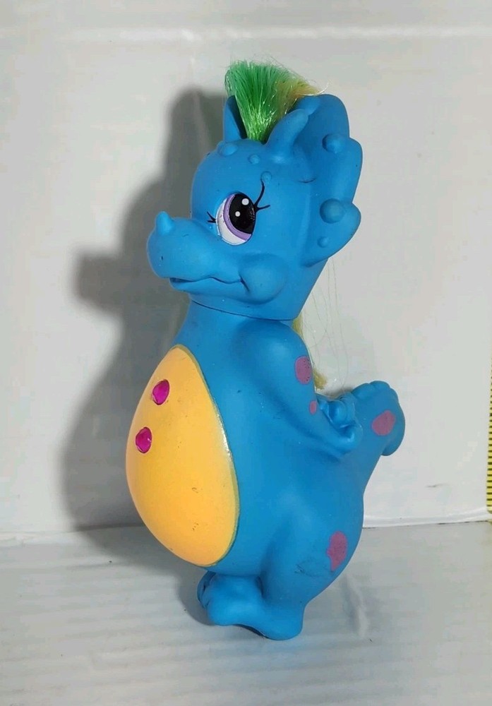 1992 Darlin Dinos Gem Dazzlers Blue Tri Sarah Tops Green Hair 4″ Dinosaur MLP