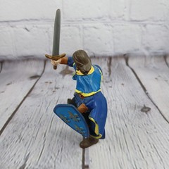 Papo Medieval Sword Shield-Decorated Horse BLUE+WHITE Action Figure 2000s Vtg