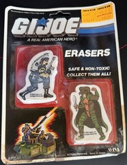 GIJOE Vintage 1986 Eraser Set – Dial Tone & Serpentor NEW In Damaged Package NOS