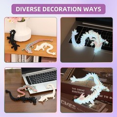 3Pcs 12In 3D Printed Crystal Dragon Glow in the Dark,3D Printed Flexible Articul