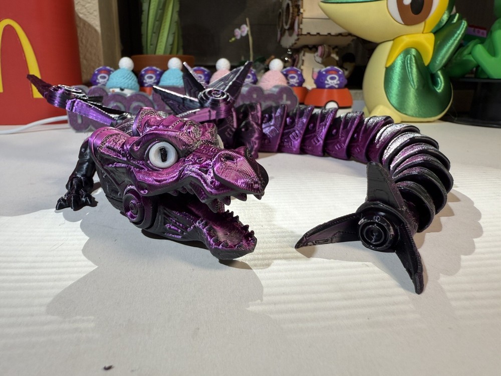 3D Printed Mechanical Dragon 18in Long Animals Articulated Collectable Toy Gift