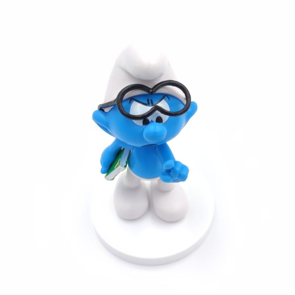 Sbabam Smurfs Series 1 (2016) – Brainy Smurf on Base (9 cm / 3.5″) + Mystery Bag