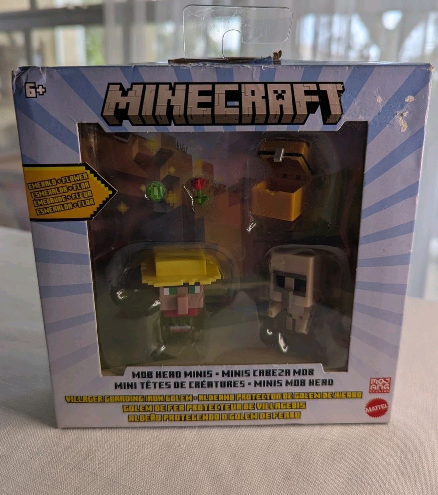 NEW Minecraft Mob Head Minis Villager Guarding Iron Golem Pack Ages 6+