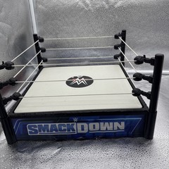 WWE Smack Down Wrestling Ring 11 X 11″ Spring Loaded Mat 2010 White Ropes