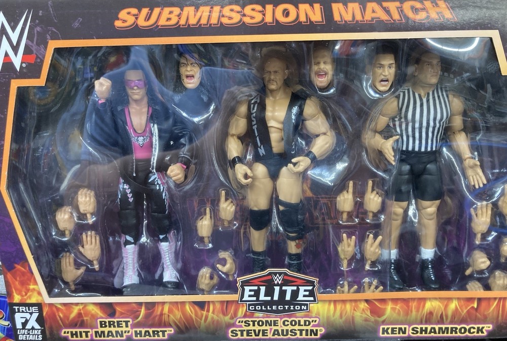 WWE Wrestlemania 13 Submission Match 3-Pack Action Figures Hart Austin Shamrock