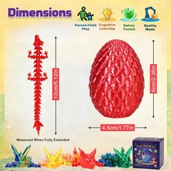 VivaNova 4 Pack 3D Printed Dragon Eggs, Surprise Eggs with Articulated Mini D…