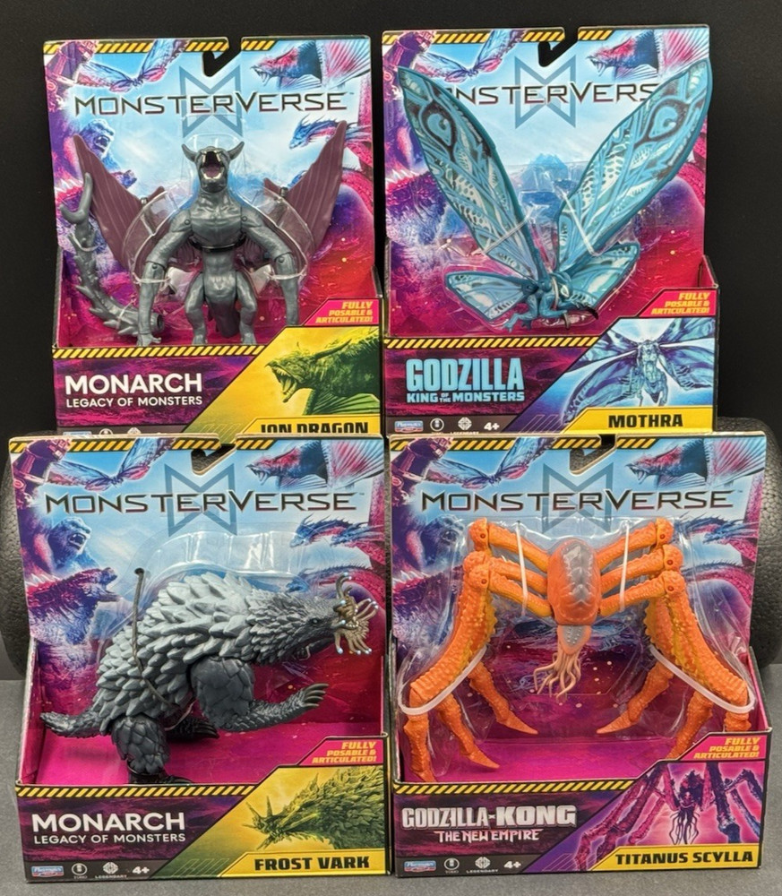 MonsterVerse Godzilla Set of 4 Titanus Scylla, Mothra, Ion Dragon & Frost Vark