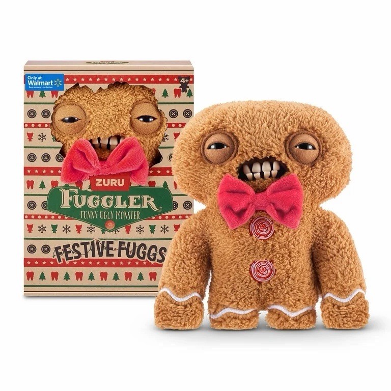 New! Fuggler Funny Ugly Monster Festive Fuggs 9″ Christmas Gingerbread Man Plush