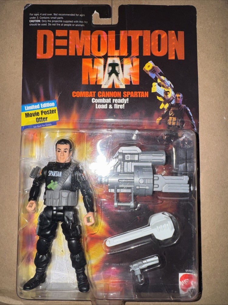 1993 Mattel Demolition Man Combat Cannon Spartan John Spartan Figure MOC Sealed