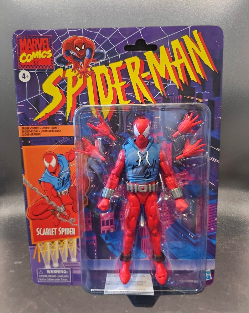 Hasbro Marvel Legends scarlet spider retro figure in hand