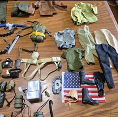 HUGE LOT of VINTAGE GI Joe clothes accessories weapons 108 Pieces