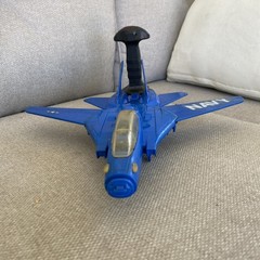 VTG 1989 Hasbro Flying Fighters? Blue Navy Jet Plane WORKS RARE HTF