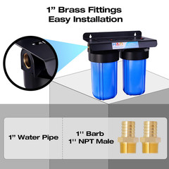 2-Stage Whole House Water Filtration System, GAC KDF 58 Filter and PP Cotton Fil
