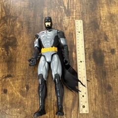 DC Comics Batman Action Figure, Gray Black Yellow Plastic, 12 in with Cape