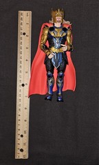 Blue Gold Red Armored Action Figure w/ Red Cape, Plastic, Year 2015