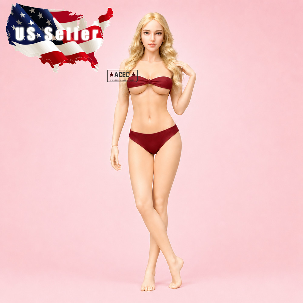 Custom PHICEN 1/6 scale Blonde Hair Pale Female L Bust Seamless Figure Full Set