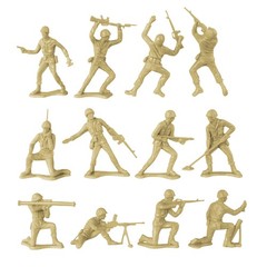 TimMee Plastic Army Men OD Green vs Tan 48pc Toy Soldier Figures Made in USA