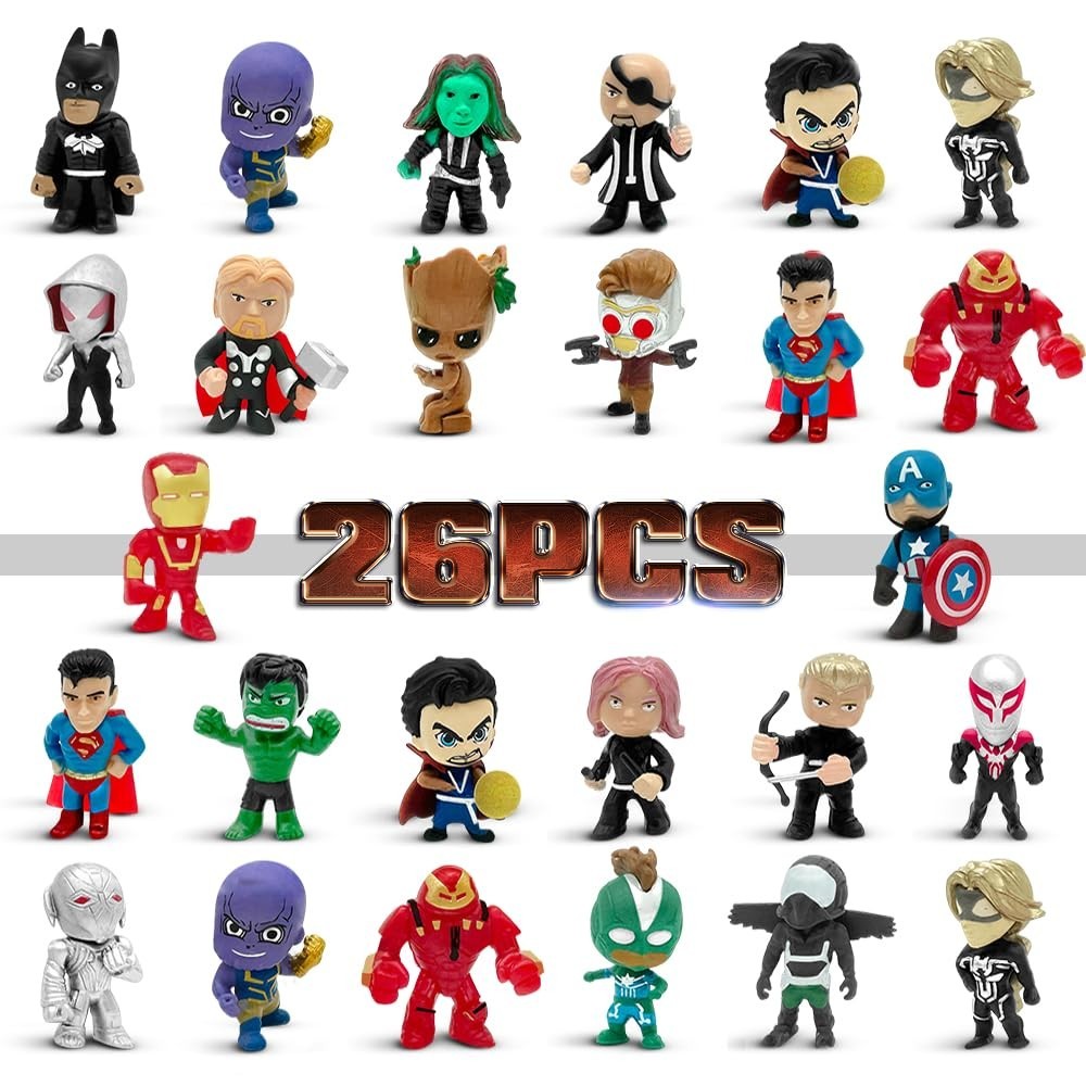 26PCS Mini Superhero Action Figures Set for Party Birthday Christmas